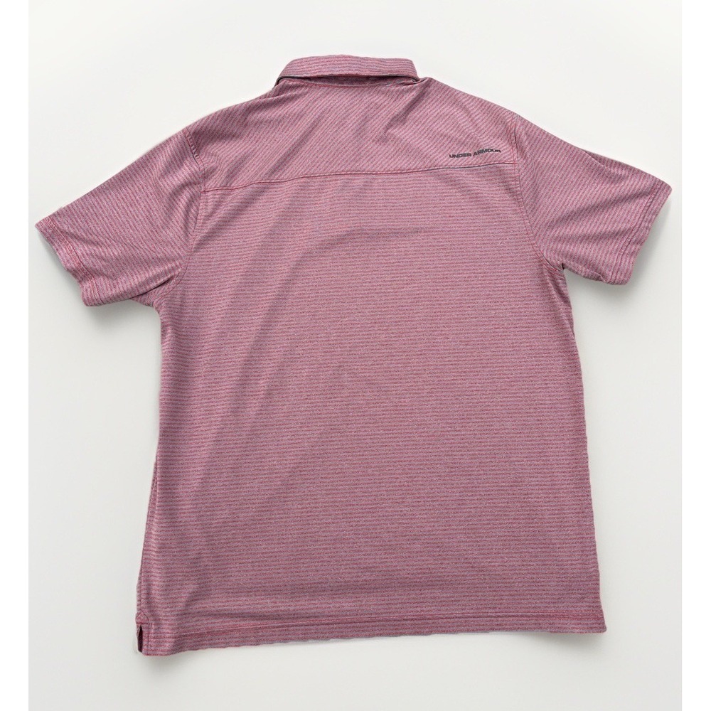 Under Armour Golf Polo Shirt Loose Fit Men's XL Red Gray Striped Short Sleeves - Picture 6 of 6